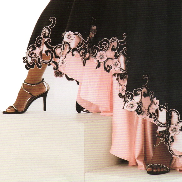 Le Gala Black and Pink Flower Satin Gown - Picture 4 of 5